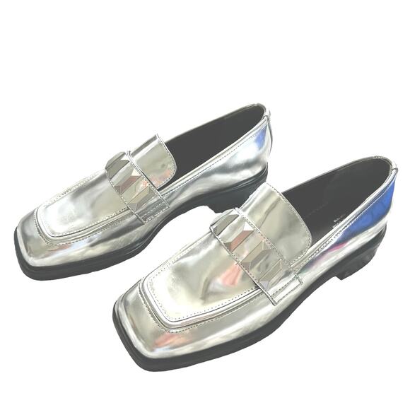 rag & bone Shoes - RAG & BONE Women’s Maxwell Leather Silver Studded loafers-Size US9.5/EU39.5